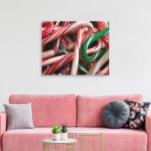 Candy Canes kerstfeestay White Green en Red Canvas Afdruk (Insitu (Woonkamer))
