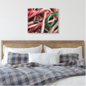 Candy Canes kerstfeestay White Green en Red Canvas Afdruk (Insitu (Slaapkamer))