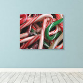 Candy Canes kerstfeestay White Green en Red Canvas Afdruk (Insitu (Houten vloer))