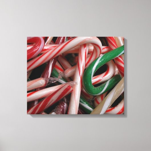 Candy Canes kerstfeestay White Green en Red Canvas Afdruk (Voorkant)