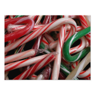 Candy Canes kerstfeestay White Green en Red Foto Afdruk