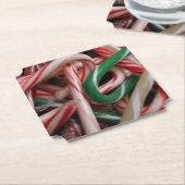 Candy Canes kerstfeestay White Green en Red Kartonnen Onderzetters (Gekanteld)