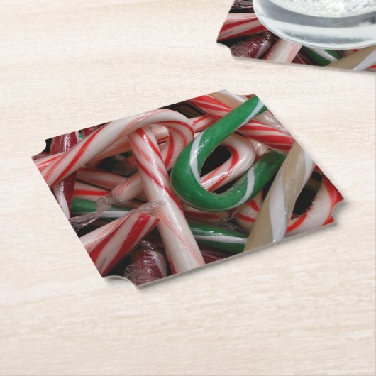Candy Canes kerstfeestay White Green en Red Kartonnen Onderzetters (Gekanteld)
