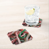 Candy Canes kerstfeestay White Green en Red Kartonnen Onderzetters (Insitu)