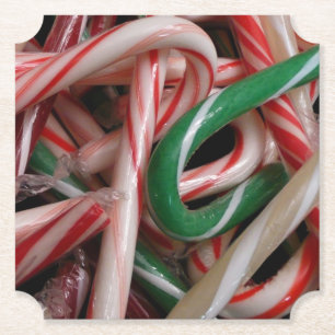 Candy Canes kerstfeestay White Green en Red Kartonnen Onderzetters