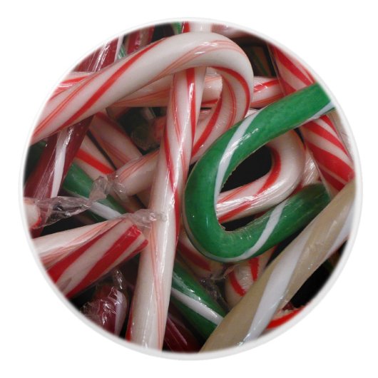 Candy Canes kerstfeestay White Green en Red Keramische Knop (Voorkant)