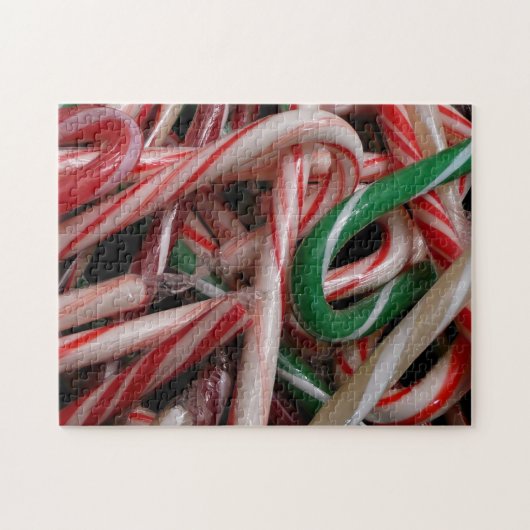 Candy Canes kerstfeestay White Green en Red Legpuzzel (Horizontaal)