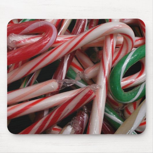 Candy Canes kerstfeestay White Green en Red Muismat (Voorkant)