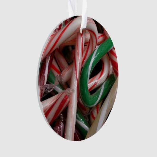 Candy Canes kerstfeestay White Green en Red Ornament (voorkant)
