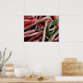 Candy Canes kerstfeestay White Green en Red Poster (Keuken)