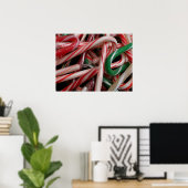 Candy Canes kerstfeestay White Green en Red Poster (Thuiskantoor)