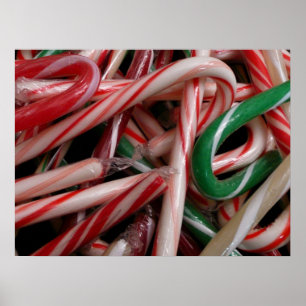 Candy Canes kerstfeestay White Green en Red Poster