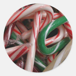Candy Canes kerstfeestay White Green en Red Ronde Sticker
