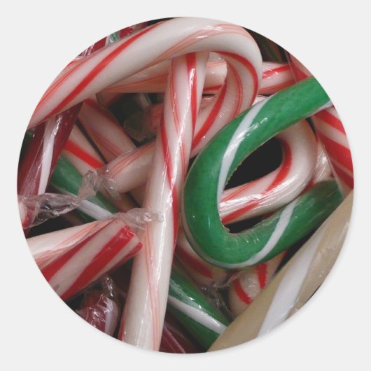 Candy Canes kerstfeestay White Green en Red Ronde Sticker (Voorkant)