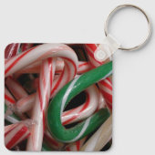 Candy Canes kerstfeestay White Green en Red Sleutelhanger (Achterkant)
