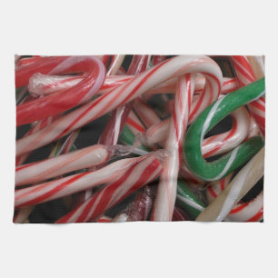 Candy Canes kerstfeestay White Green en Red Theedoek