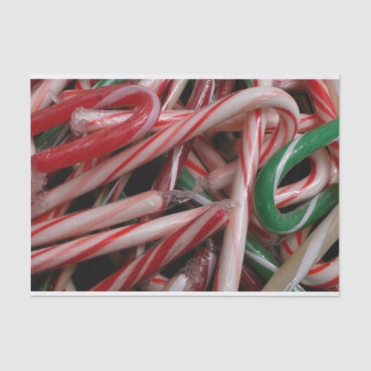 Candy Canes kerstfeestay White Green en Red Tissuepapier (Voorkant)