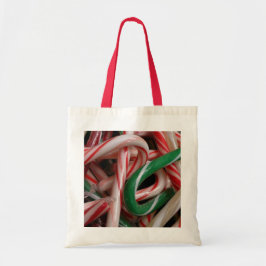 Candy Canes kerstfeestay White Green en Red Tote Bag