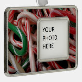 Candy Canes kerstfeestay White Green en Red Verzilverd Omlijst Ornament (Rechts)