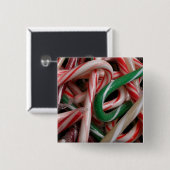 Candy Canes kerstfeestay White Green en Red Vierkante Button 5,1 Cm (Voorkant /achterkant)