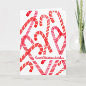 Candy Canes kerstfeestdag Waterverf Rood Kaart (Voorkant)
