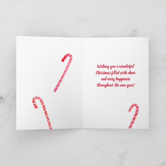 Candy Canes kerstfeestdag Waterverf Rood Kaart (Binnen)