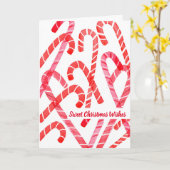 Candy Canes kerstfeestdag Waterverf Rood Kaart (Gele Bloem)