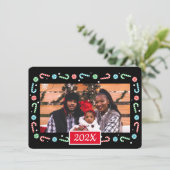 Candy Canes kerstlijst (voeg je eigen foto toe) H Feestdagenkaart (Staand voorkant)