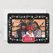 Candy Canes kerstlijst (voeg je eigen foto toe) H Feestdagenkaart (Voorkant)