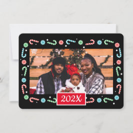 Candy Canes kerstlijst (voeg je eigen foto toe) H Feestdagenkaart