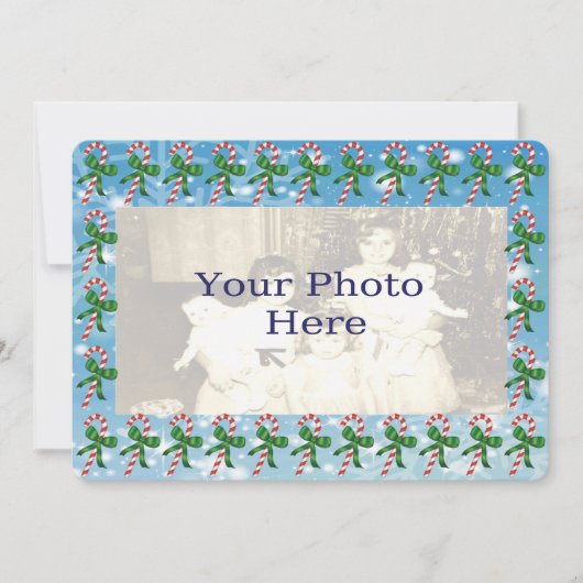 Candy Canes Kerstmis Fotokaart Feestdagenkaart (Voorkant)