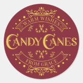 "Candy Canes" Kerstrode Sticker (Voorkant)