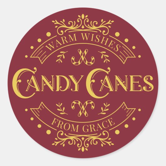 "Candy Canes" Kerstrode Sticker (Voorkant)