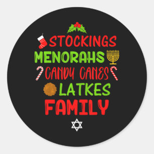 Candy Canes Latkes Hanukkah Kerstmis Chrismukkah Ronde Sticker