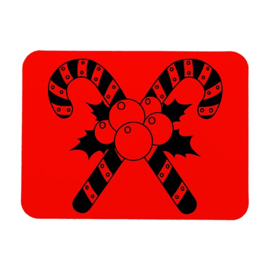 Candy Canes & maretak Zwarte Kerstmis Magneet (Horizontaal)