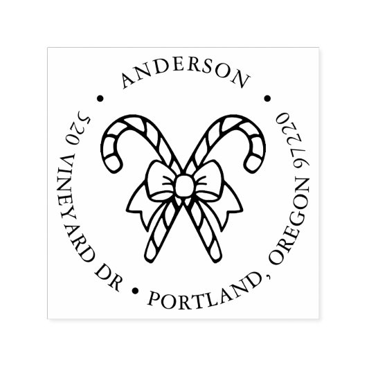 Candy Canes met boog retouradres Zelfinktende Stempel (Design)