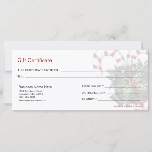 Candy Canes met cadeaubonnen en donkergroene boe (Achterkant)