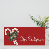 Candy Canes met cadeaubonnen en donkergroene boe (Staand voorkant)