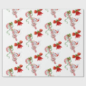 Candy Canes Met Muizen En Bogen Schattige Kerstmis Cadeaupapier (Vlak)