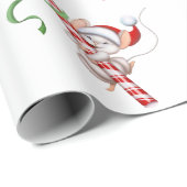 Candy Canes Met Muizen En Bogen Schattige Kerstmis Cadeaupapier (Rol Hoek)
