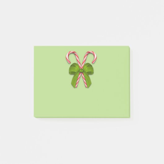 Candy Canes Olive Bow Post-it® Notes (Voorkant)