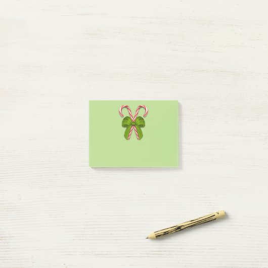 Candy Canes Olive Bow Post-it® Notes (Op bureau)