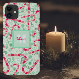 Candy Canes op Groene Ombre Hybrid Paisley Case-Mate iPhone Case