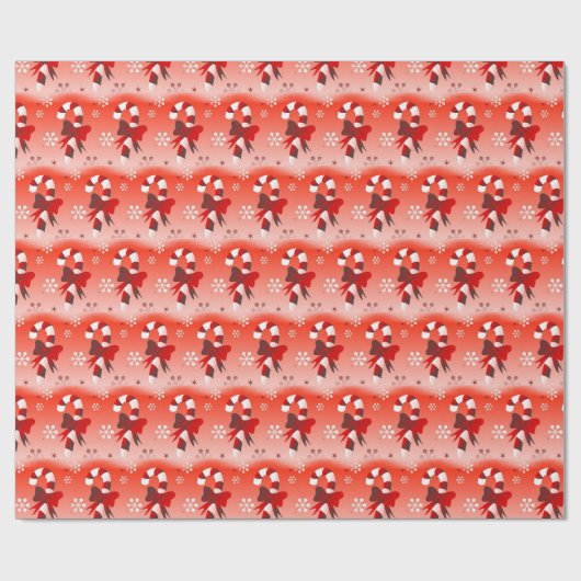 Candy Canes op rood Cadeaupapier (Vlak)