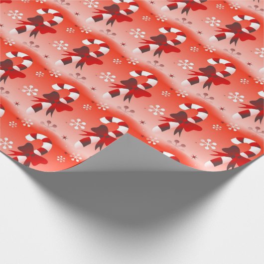 Candy Canes op rood Cadeaupapier (Hoek)