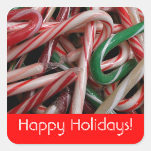Candy Canes Prettige feestdagen Vierkante Sticker