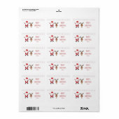 Candy Canes Red Cute Santa Claus Reindeer Etiket (Full Sheet)