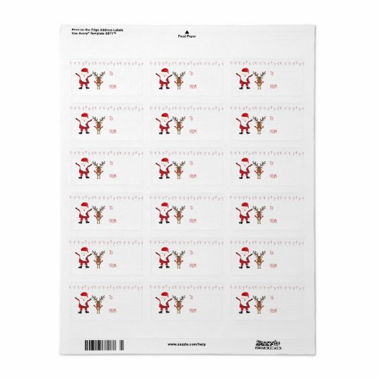 Candy Canes Red Cute Santa Claus Reindeer Etiket (Full Sheet)
