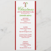 Candy Canes red green Dinner Menu (Voorkant)