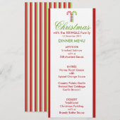 Candy Canes red green Dinner Menu (Voorkant / Achterkant)